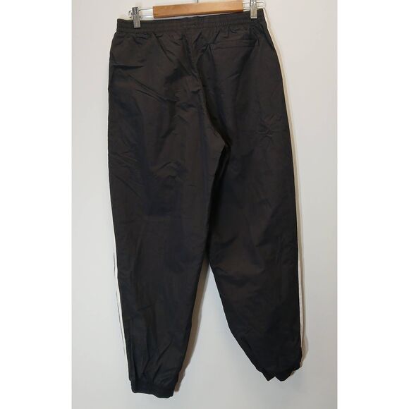 Adidas womens small wind breaker wide leg pants black white stripe baggy - Picture 4 of 10